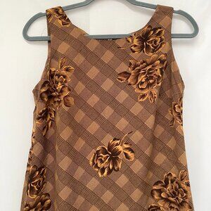 Vintage Studio 1 Y2K Plaid Floral Midi Dress Size 8P 90s Grunge Whimsigoth Punk